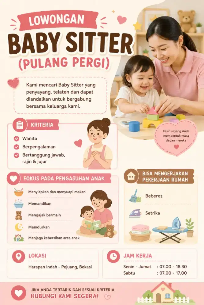 Lowongan Kerja Baby Sitter (Tidak Menginap)