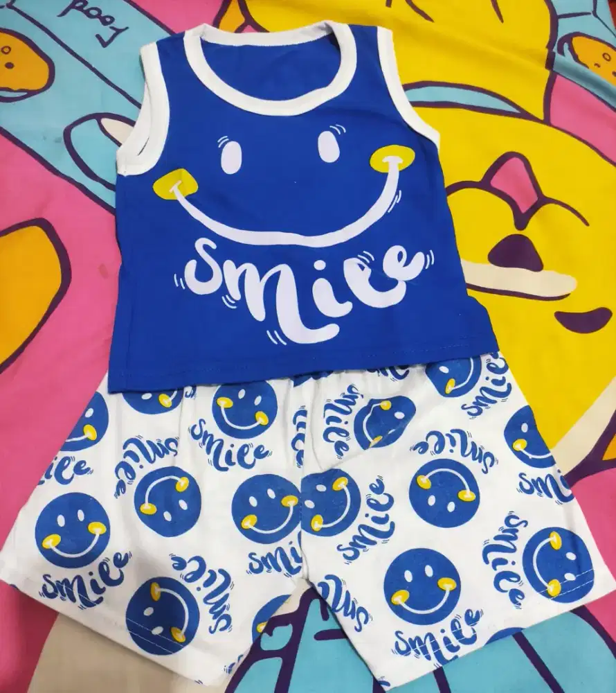 One set kutung anak cowo motif smile