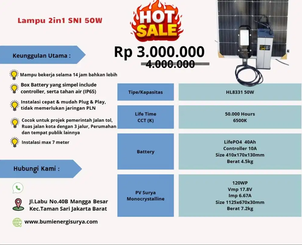 HOT SALE LAMPU 2IN1 SNI 50W