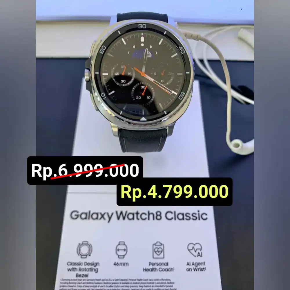 Rp. 4.799 ‼️
Samsung GALAXY WATCH 8 CLASSIC‼️BARU , SEGEL , RESMI SEIN