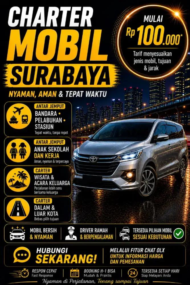 Sewa Mobil + Driver Surabaya | Bandara Juanda, Wisata, Acara keluarga