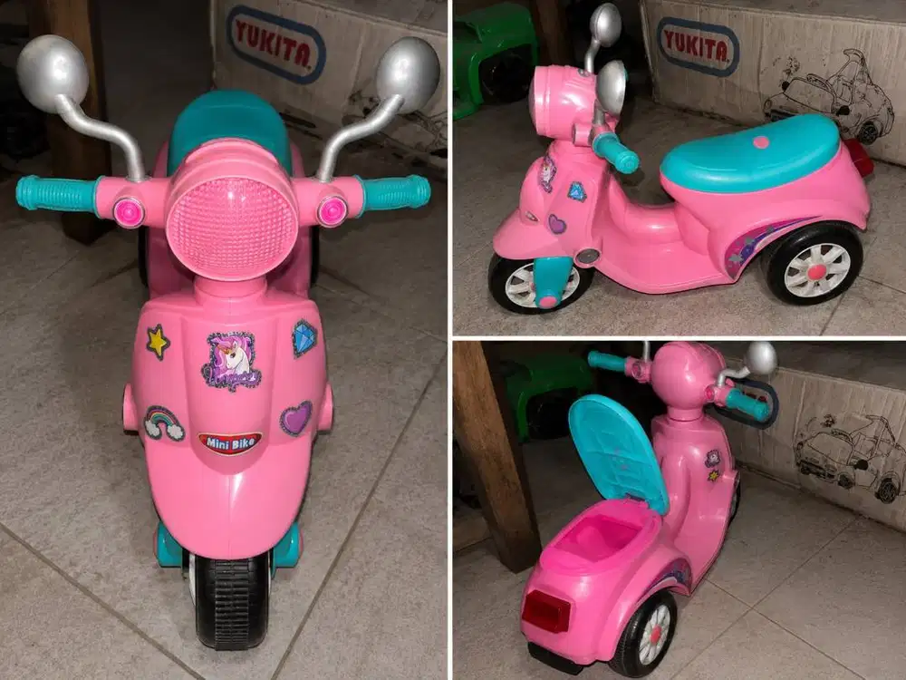 motor mainan anak mini bike unicorn pink