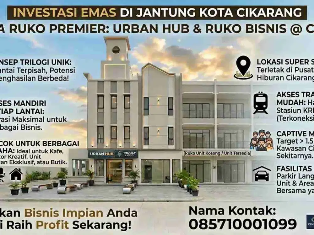 Disewakan Ruko Cinity 3 lantai