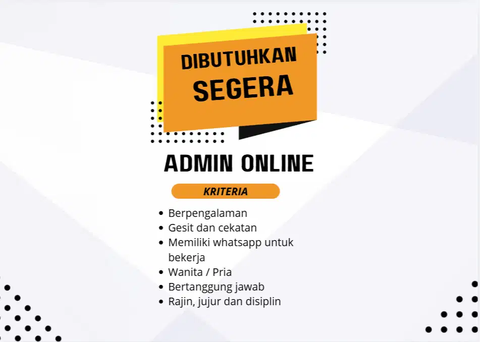 Lowongan Admin Online Shop (wfh)