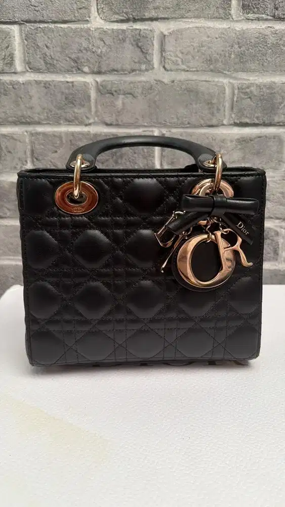 Lady Dior Bag with Strap Black Cannage Lambskin