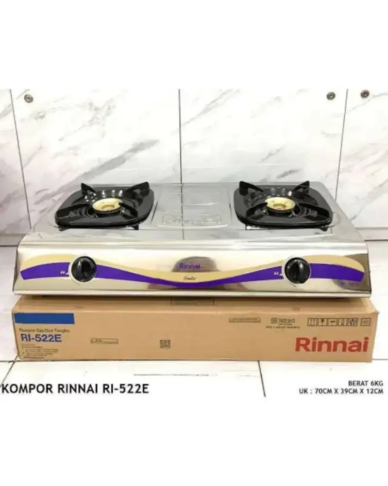 KOMPOR RINNAI 2 TUNGKU STAINLESS STEEL 522E