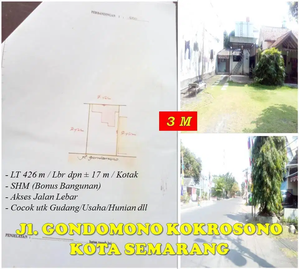 Tanah Gudang Semarang Jl. Gondomono Kokrosono dkt Madukoro & Pelabuhan