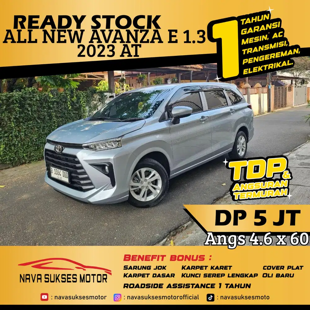 TDP 5 Jt Angs Termurah All New Avanza E 2023 Matic Silver Low Km