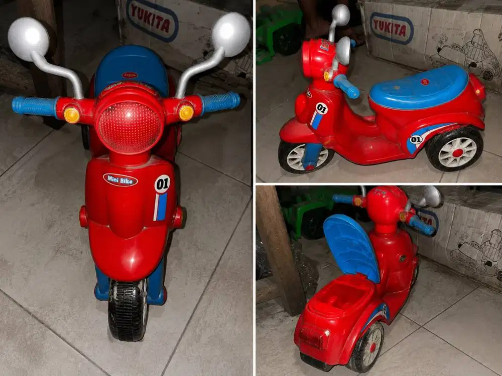 motor mainan anak skuter merah