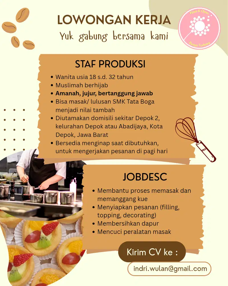 Loker staf produksi kue