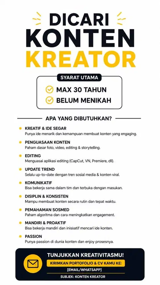 DICARI KONTEN KREATOR FULL TIME