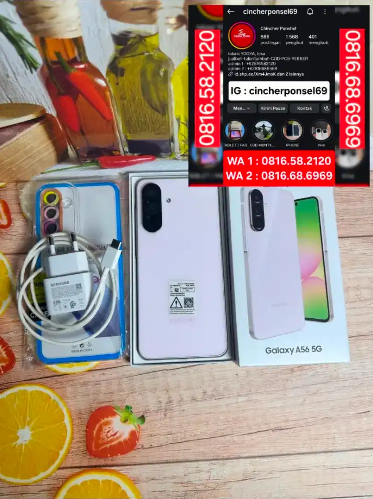 Jual hp SAMSUNG A56 5g 8/256 likenew istimewa grns 2027 free adaptor