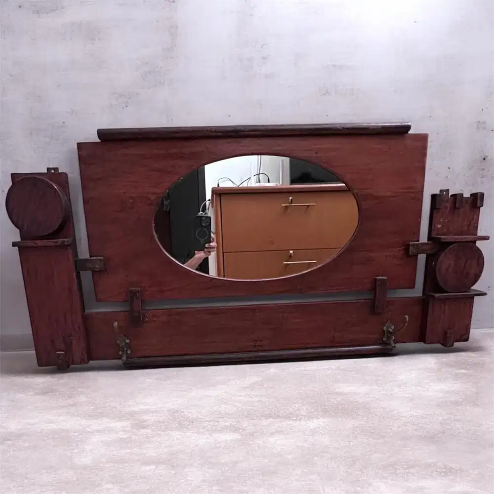 Vintage Cermin Dinding Kayu Jati  model hall-rack