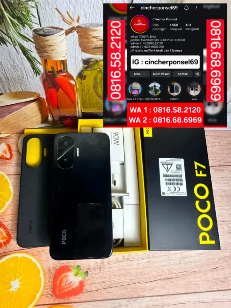 HP Poco F7 5G 12/512 likenew fullset original garansi aktif nov 2026