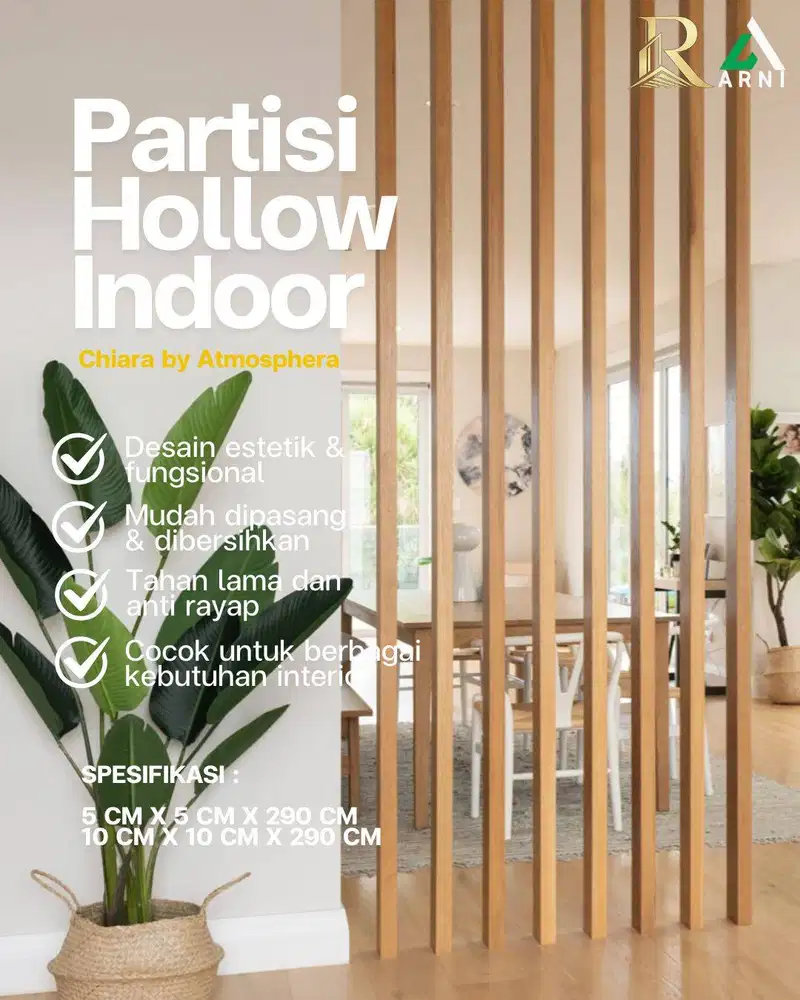 PVC Hollow Partisi Chiara/ Timber Tube/ Pembatas Ruangan/ INDOOR/ Mode
