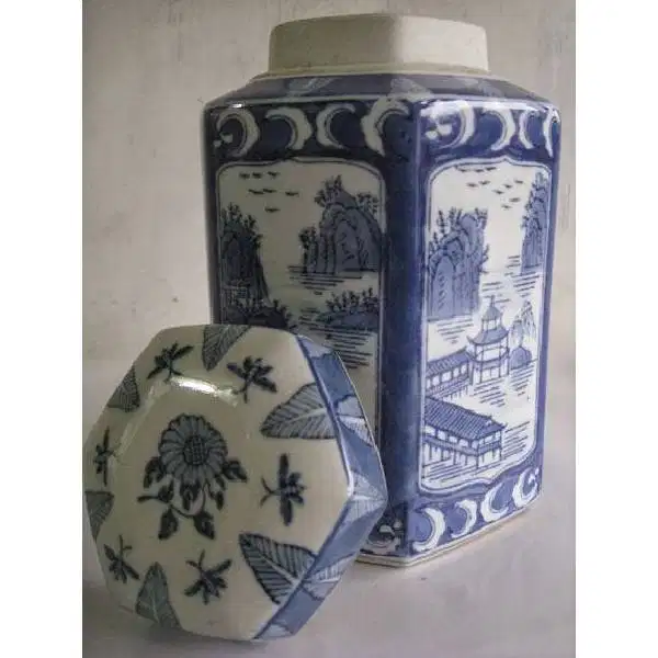 Oriental vintage kuno China peranakan wadah keramik