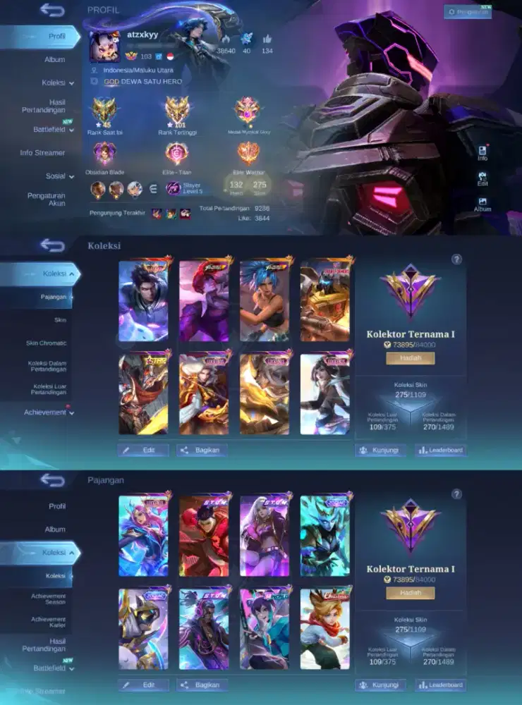 AKUN ML / MOBILE LEGENDS 400K COD DEPAN RUMAH