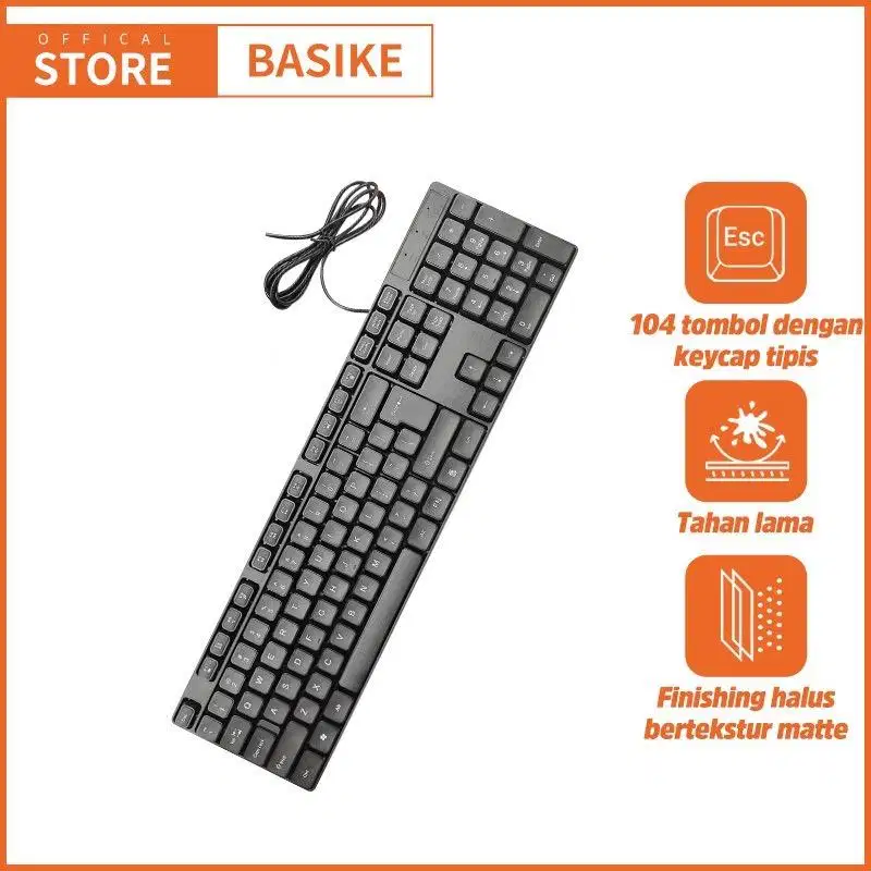 BASIKE keyboard Kabel USB Portable 104 Key Full Size
