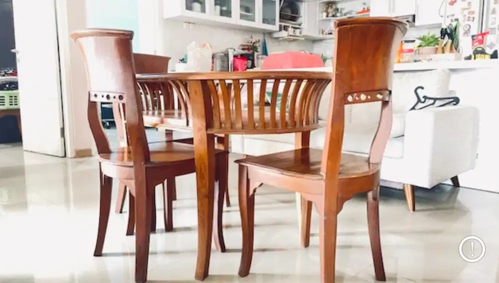 Set meja kursi makan kayu jati