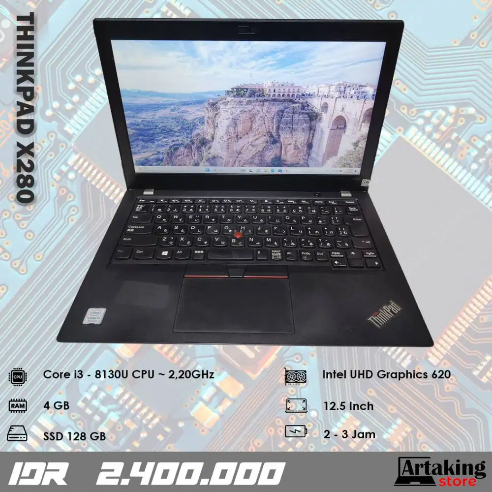 Lenovo Thinkpad X280 - Core i3 - Gen 8 th - Sudah SSD