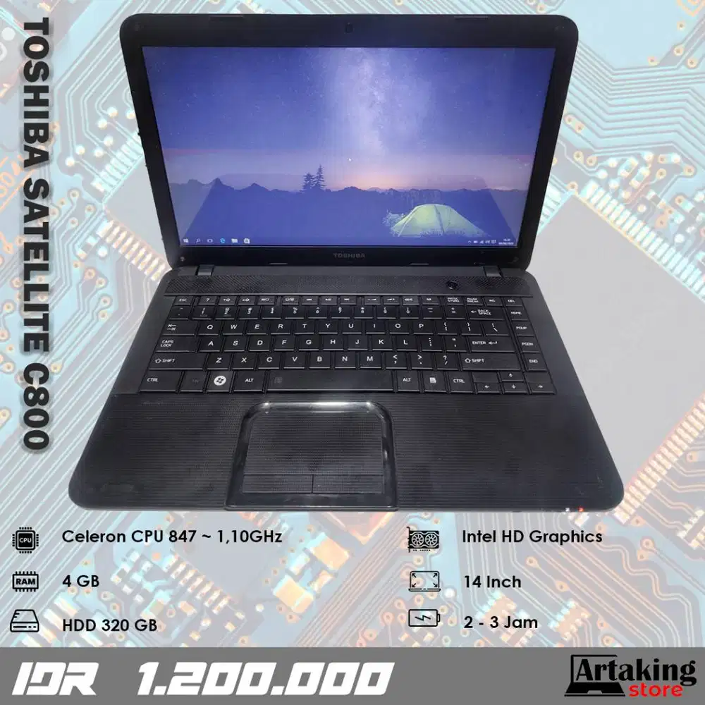 Toshiba Satellite C800 - Celeron 847 - Ram 4 GB - Normal Siap Pakai