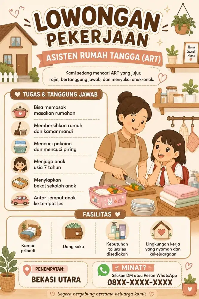 Lowongan ART MENGINAP Bekasi