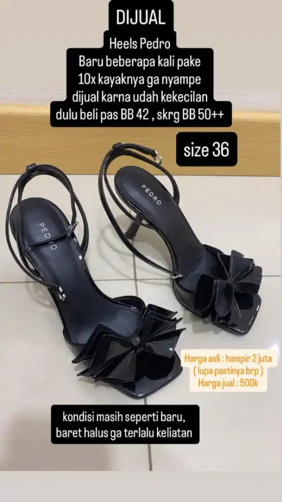 Heels hitam merk pedro