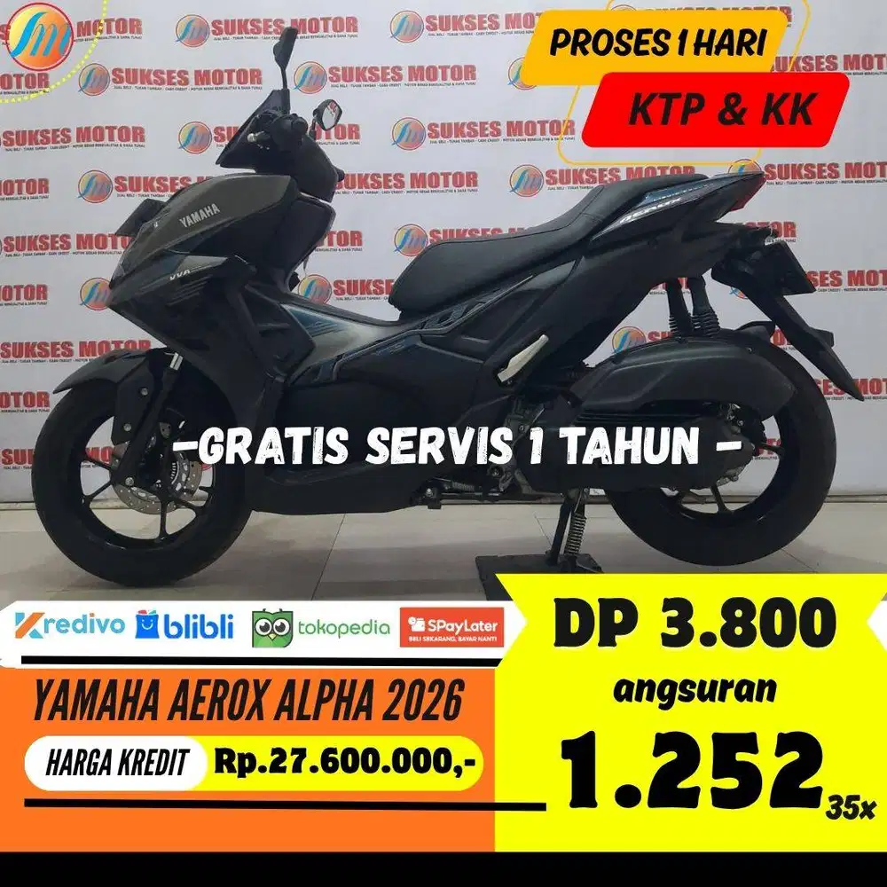 YAMAHA AEROX ALPHA 2026 SEKEN BISA KREDIT MURAH ANGSURAN TERJANGKAU