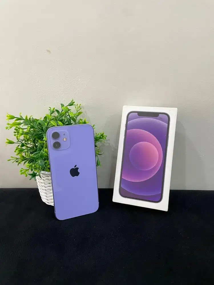 IPhone 12 64GB Purple mulus Fullset BH 100% Sinyal All Operator