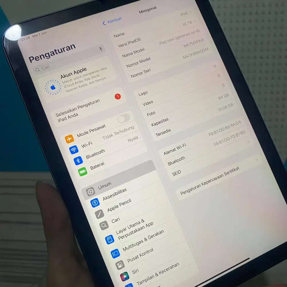 Ipad mini 6 64 wifi only IBOX