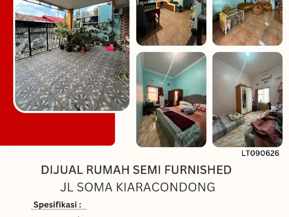 Dijual cepat rumah semi furnished di Jl. Soma Kiaracondong