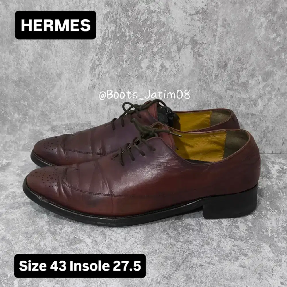 Hermes Shoes Wingtip Oxblood  Vintage 43