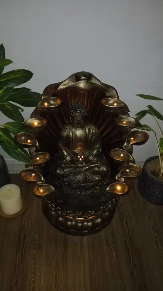Air Mancur Buddha Zen Water Fountain Dekorasi Premium Lampu LED