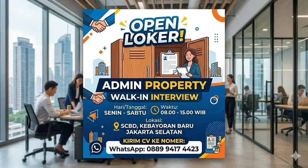LOKER ADMIN PROPERTY GRATIS JAKARTA WALK-IN INTERVIEW