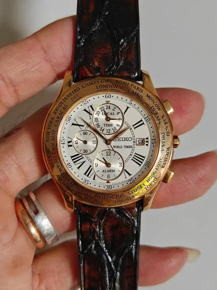 Seiko world timer alarm 5TS2 original bekas bagus normal semua
