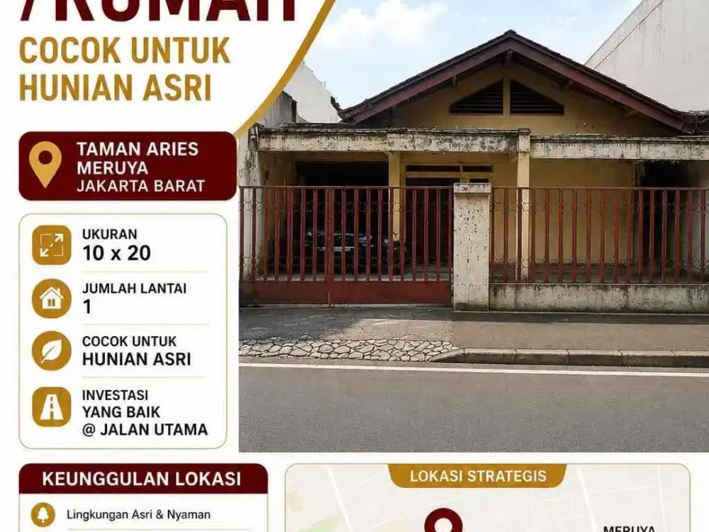 dijual cepat rumah murah hitung harga tanah taman aries meruya jakarta barat