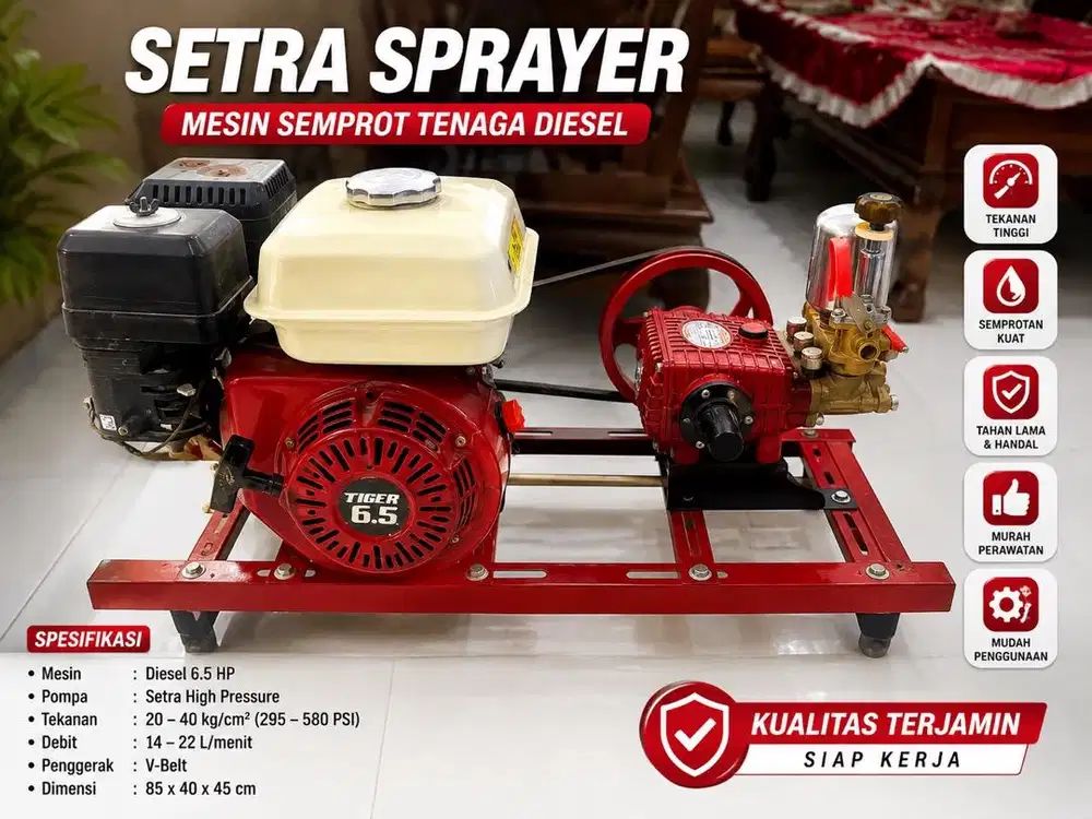Mesin Steam Cuci Motor Diesel 6.5 HP  – Tekanan Tinggi, Siap Pakai