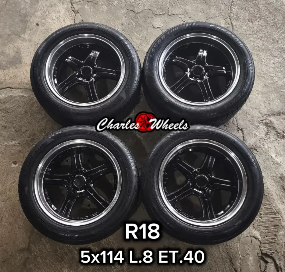 VELG RACING RING 18 HITAM SET BAN
