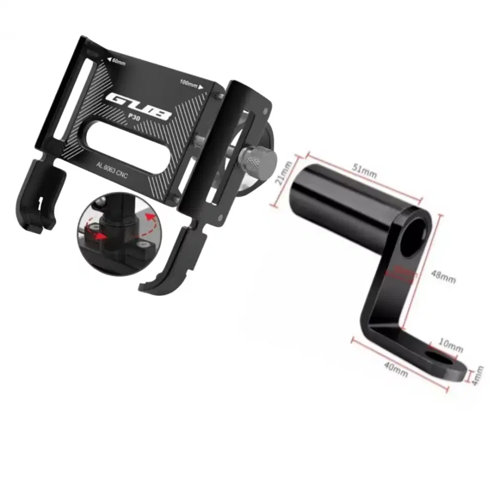GUB P30 HOLDER HP PLUS BRACKET HITAM ALUMINIUM