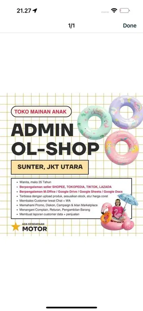 Dicari Admin online shop E comerce sudah pengalaman