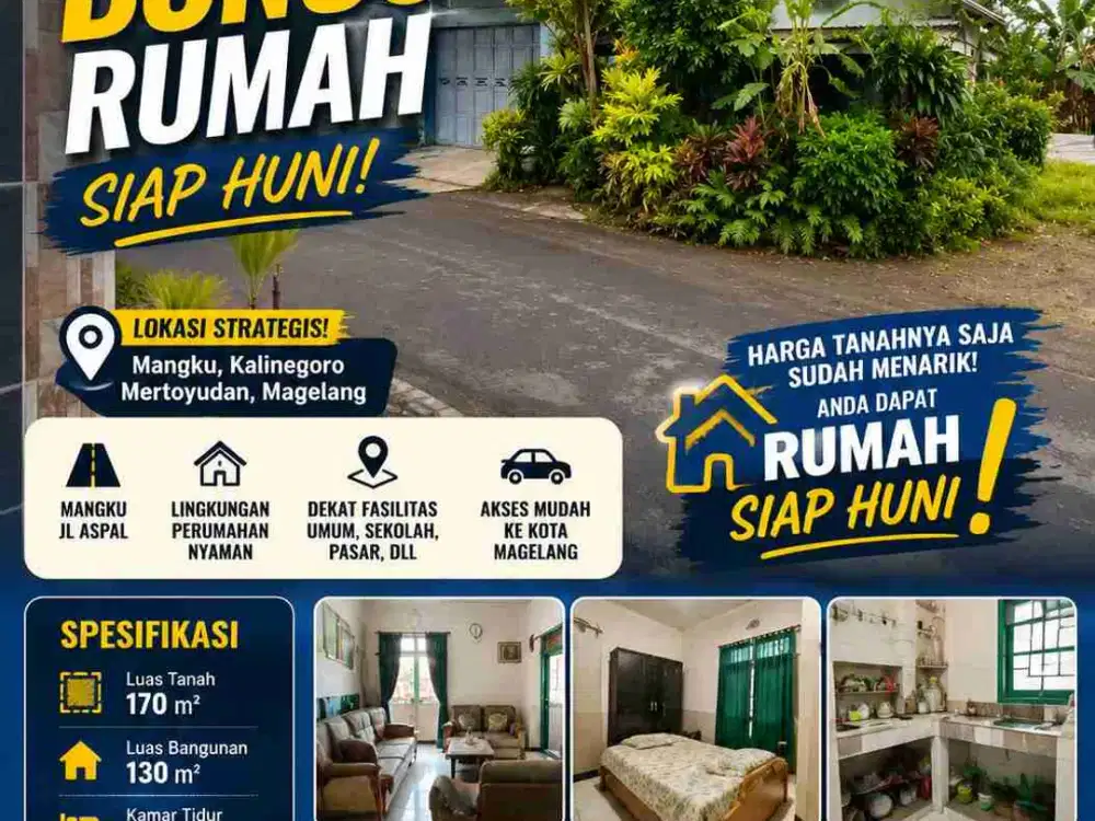SUPER MURAH BELI TANAH 170M BONUS RUMAH SIAP HUNI DI PERUMNAS KALINEGORO MERTOYUDAN