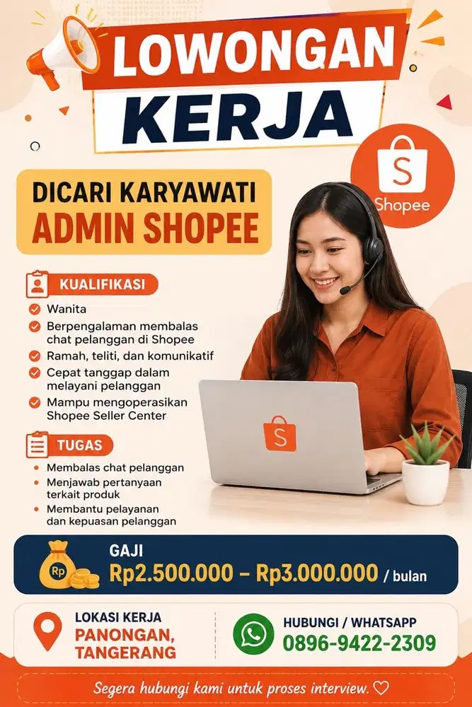 Lowongan untuk admin shopee