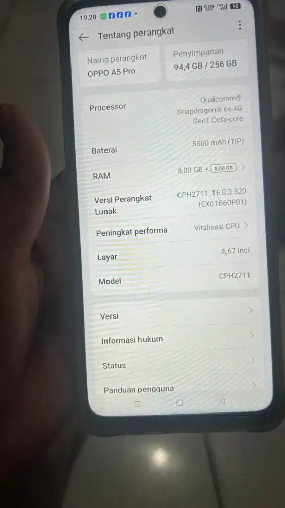 OPPO A5 PRO PENGGUNAAN 3 BULAN