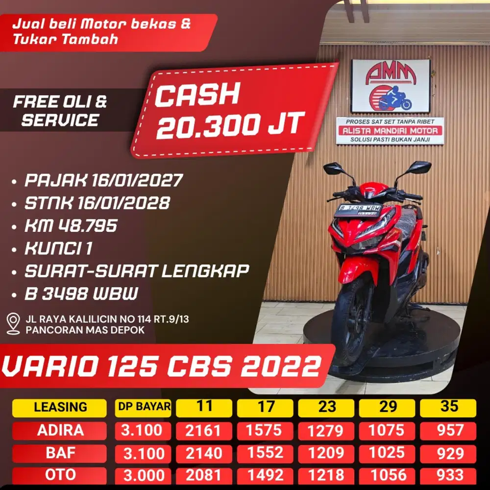 VARIO 125 CBS  2022, BS TT, CC, CASH/ KREDIT