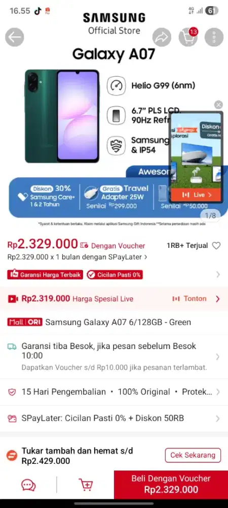 Samsung A07 6/128 3hr mulus no minus