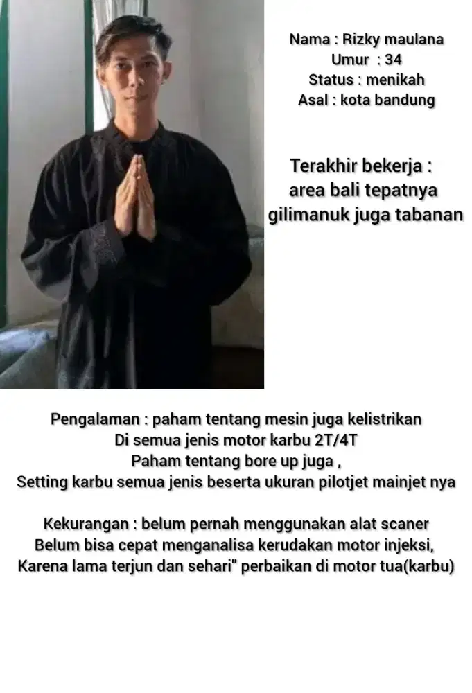 Cari peerjaan mekanik/helper