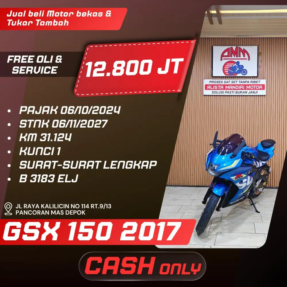 GSX 150 2017, CASH ONLY, CC, KREDIVO