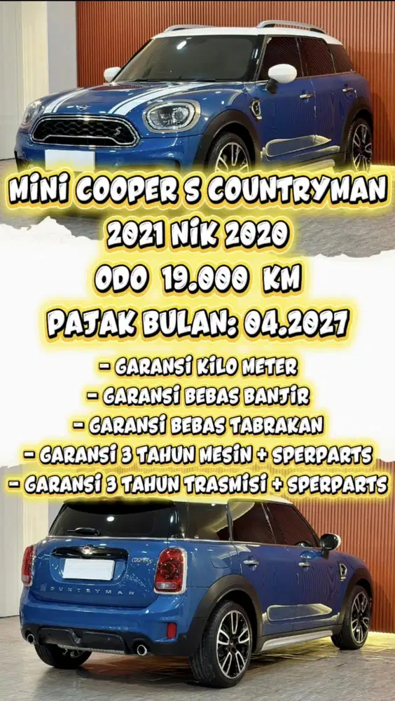 [ ODO 19.000 KM ] MINI COOPER S COUNTRYMAN 2.0 TURBO AT 2021 NIK 2020