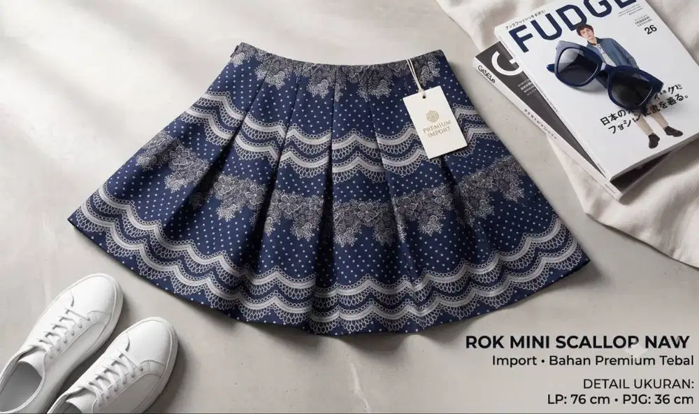 Royal Blue Border Skirt - Scallop Navy