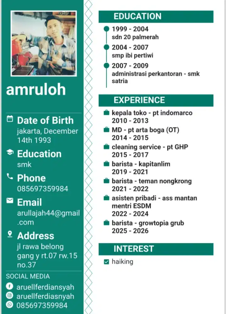 Mencari kerjaan barista dan lain lainnya
